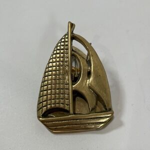 Vintage Brass Sailboat Clip Gold Action Industries Nautical Boat Coastal Ship